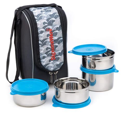 signoraware executive max fresh stainless steel lunch box set|signora ware lunch box.